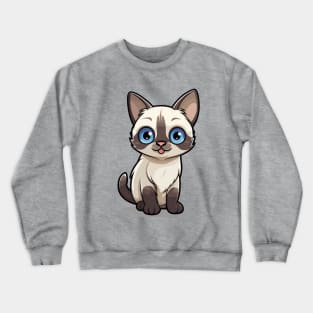 Cartoon Cute Kawaii Siamese Cat Crewneck Sweatshirt